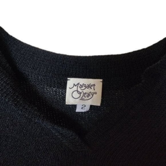 Margaret O'Leary Pullover Sweater Black Collar Viscose Knit Tunic size 2 - Picture 8 of 10